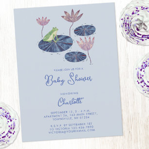 Carte Postale Grenouille dans un étang Lily Baby shower Invitati