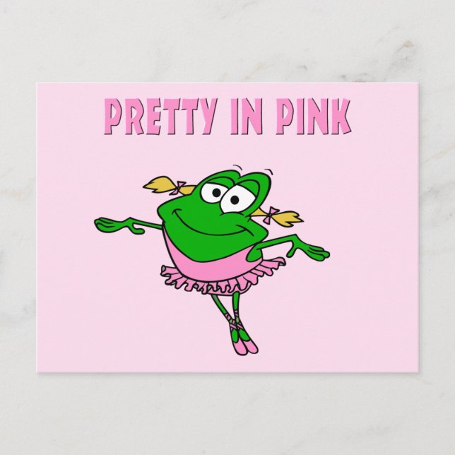 Carte Postale Grenouille de ballet jolie en rose (Devant)