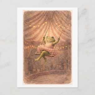 Carte Postale Grenouille de cirque de style vintage au trapèze