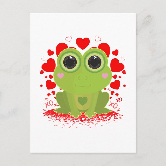 Carte Postale Grenouille de la Saint-Valentin (Devant)