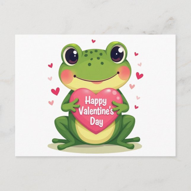 Carte Postale Grenouille de Saint Valentin (Devant)