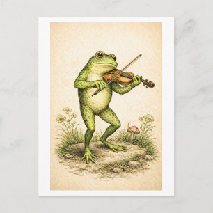 Carte Postale Grenouille de style vintage avec illustration de v