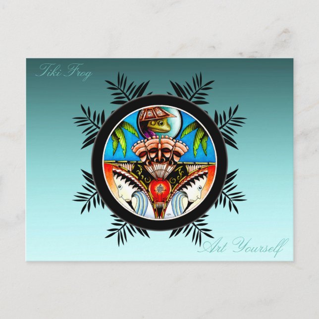 Carte Postale Grenouille de tatouage Tiki (Devant)