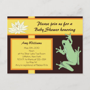 Carte Postale Grenouille d'or et Baby shower de Lotus Invitation