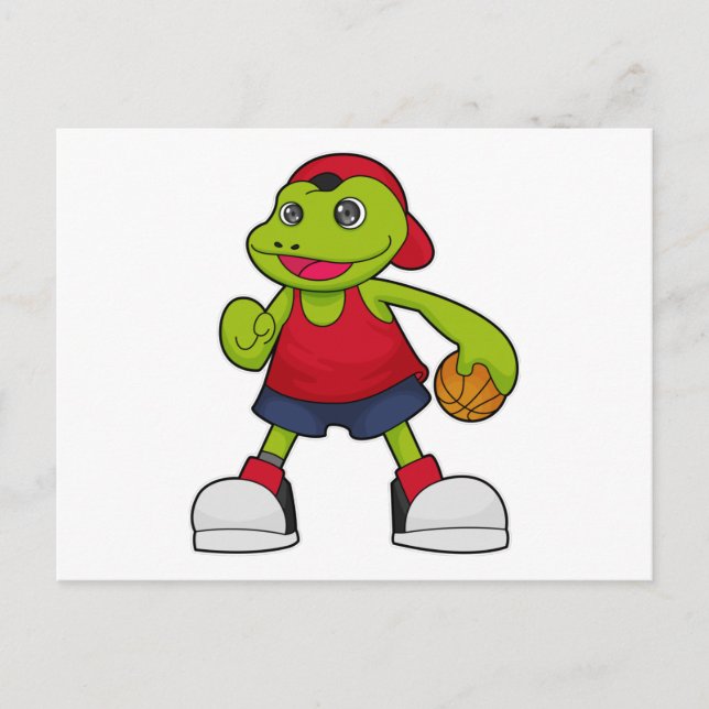 Carte Postale Grenouille en joueur de basket-ball avec ballon de (Devant)