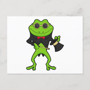 Carte Postale Grenouille en magicien avec baguette magique et ch