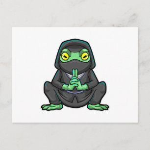 Carte Postale Grenouille en ninja noir