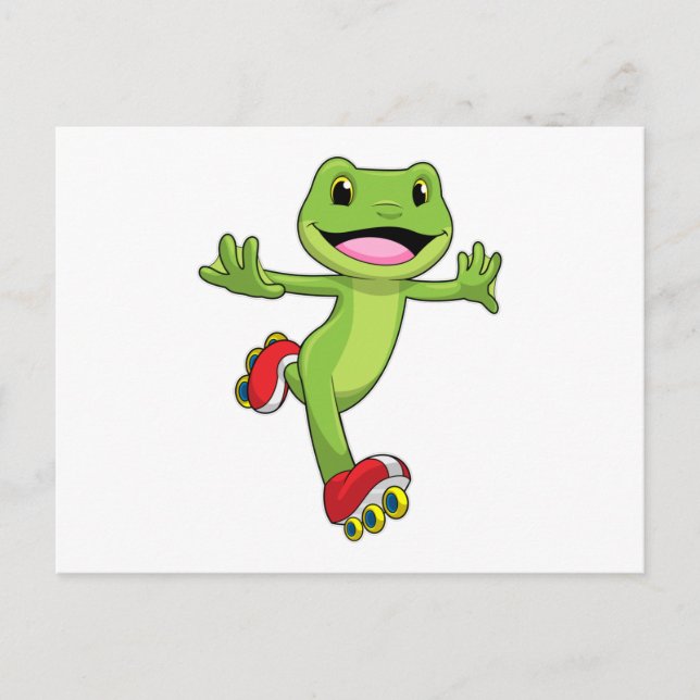 Carte Postale Grenouille en patineur en ligne avec des patins à  (Devant)