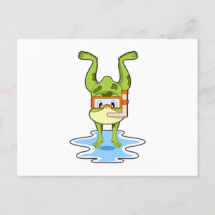Carte Postale Grenouille en plongée avec snorkel