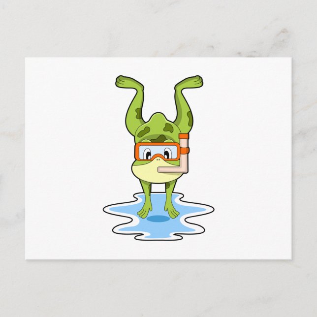 Carte Postale Grenouille en plongée avec snorkel (Devant)