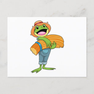 Carte Postale Grenouille en tant que fermier avec paille