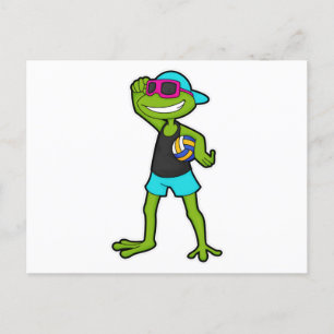 Carte Postale Grenouille en tant que joueur de volleyball avec v