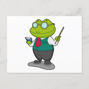 Carte Postale Grenouille en tant que professeur avec livre