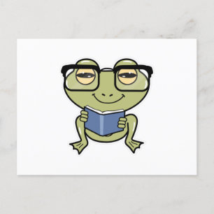 Carte Postale Grenouille en tant qu'étudiant avec livre