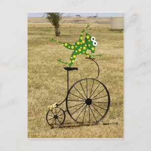 Carte Postale Grenouille excitée à vélo