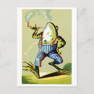 Carte Postale Grenouille fumeur de pipe du 19e siècle