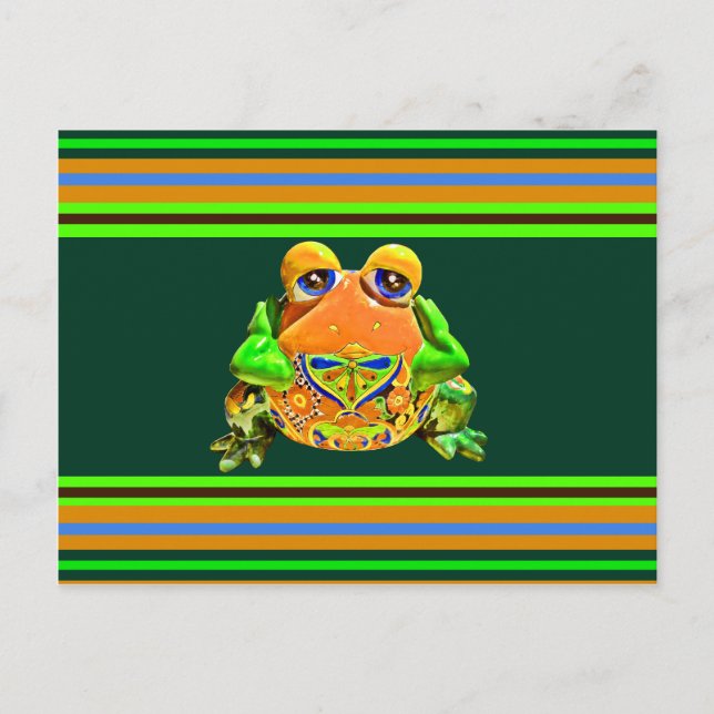 Carte Postale Grenouille funky Orange Green Gratuit Nouveautés (Devant)