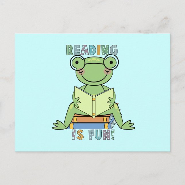 Carte Postale Grenouille - La lecture est amusante Tshirts et ca (Devant)