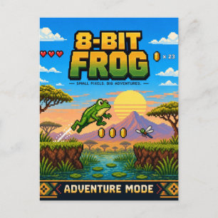 Carte Postale Grenouille, Pixel Art Rétro 8 Bits