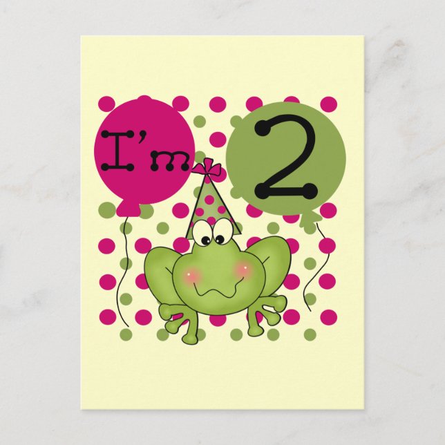 Carte Postale Grenouille rose 2e t-shirts et cadeaux d'anniversa (Devant)