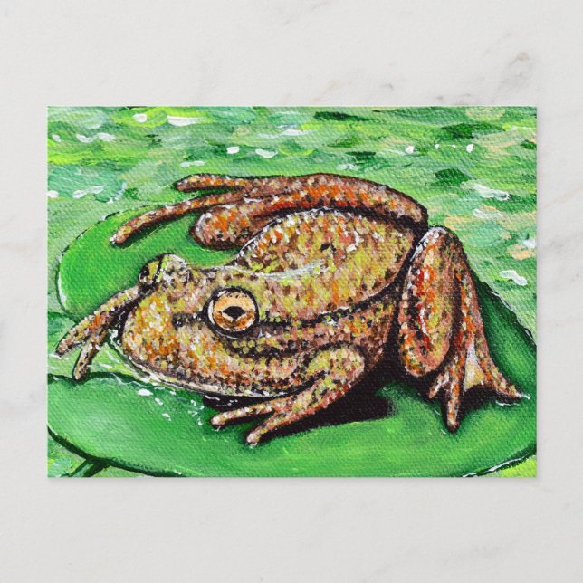 Carte Postale Grenouille sur une peinture Lily Pad (Devant)
