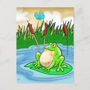 Carte Postale Grenouille-taureau et libellule