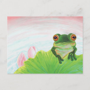 Carte Postale Grenouille verte Se détendre dans l'étang