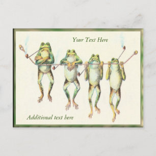 Carte Postale Grenouilles dans une ligne avec le texte personnal