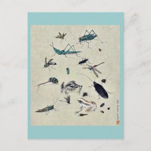 Carte Postale Grenouilles, escargots et insectes