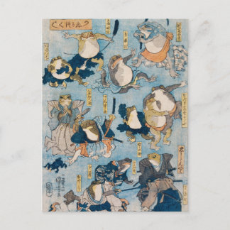 Carte Postale Grenouilles Kabuki célèbres - Kuniyoshi