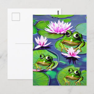Carte Postale Grenouilles Lotus Et Lily Pad