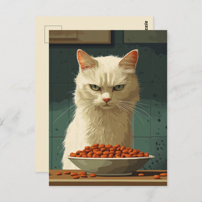 Carte Postale Grève alimentaire de chat (Devant / Derrière)