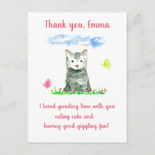 Carte Postale Grey Kitten Anniversaire Fête Nom personnalisé Mer