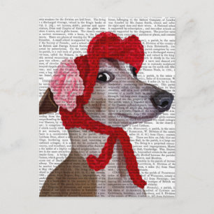 Carte Postale Greyhound avec Casquette en laine rouge 2