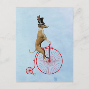 Carte Postale Greyhound sur Red Penny Farthing