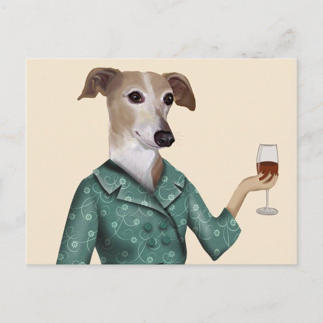Carte Postale Greyhound Wine Snob (Devant)