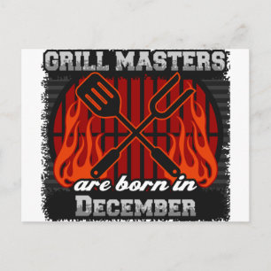Carte Postale Grill Masters Est Né En Décembre BBQ Anniversaire