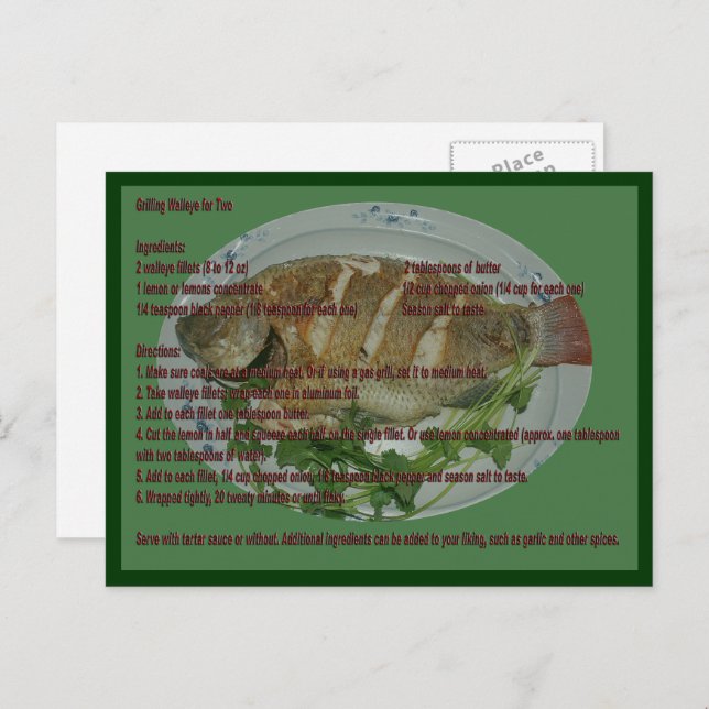 Carte Postale Grill Walleye of Two Recette Card (Devant / Derrière)