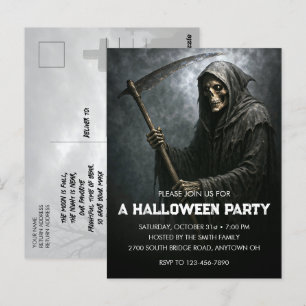 Carte Postale Grim Reaper Halloween Party Invitati