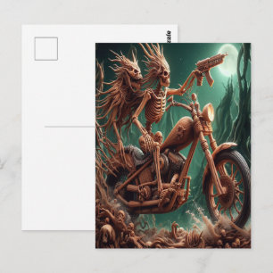 Carte Postale Grimbone et Skulldust, monté leur grand hélico