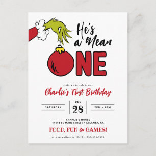 Carte Postale Grinch C'est un Mean un 1er anniversaire