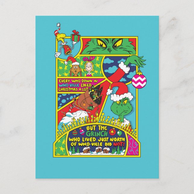 Carte Postale Grinch | Graphique de Bande Dessinée (Devant)