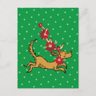 Carte Postale Grinch Max Pointsettia de Noël