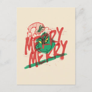Carte Postale Grinch Merry Merry Grunge Graphique