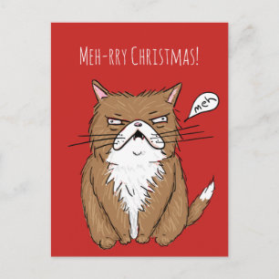Carte postale grincheuse de Noël de chat de Noël