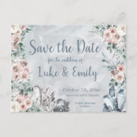 Gris Floral & Crystals Mariage Enregistrer la date