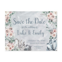 Gris Floral & Crystals Mariage Enregistrer la date