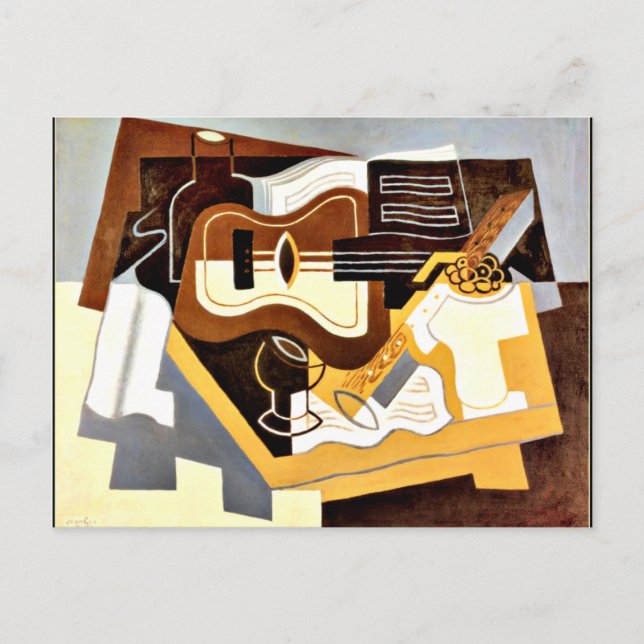 Carte Postale Gris - Guitare avec Clarinette (Devant)