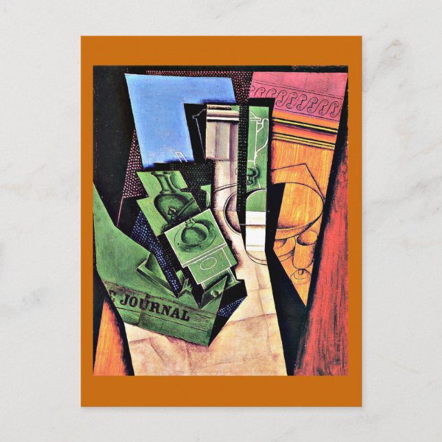 Carte Postale Gris - Petit-déjeuner, célèbre peinture, (Devant)