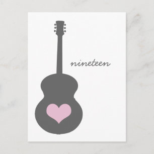 Carte Postale Gris/Rose Guitare Heart Table